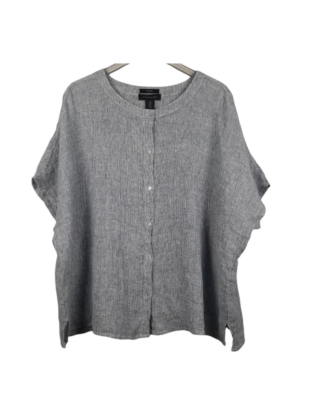 Tahari 100% Linen Oversized Short Sleeve Top Size Medium NWT